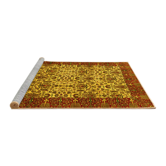 Sideview of Machine Washable Abstract Yellow Modern Rug, wshabs4157yw