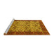 Sideview of Machine Washable Abstract Yellow Modern Rug, wshabs4157yw