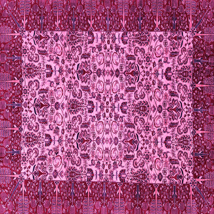 Square Machine Washable Abstract Pink Modern Rug, wshabs4157pnk