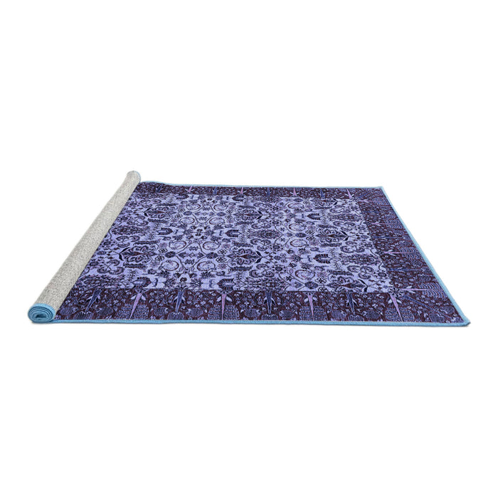 Sideview of Machine Washable Abstract Blue Modern Rug, wshabs4157blu