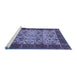 Sideview of Machine Washable Abstract Blue Modern Rug, wshabs4157blu