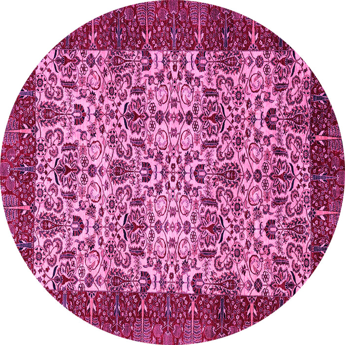 Round Abstract Pink Modern Rug, abs4157pnk