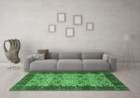 Machine Washable Abstract Emerald Green Modern Rug, wshabs4157emgrn