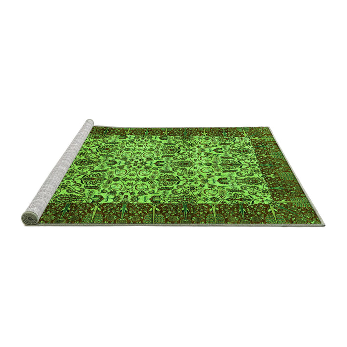 Sideview of Machine Washable Abstract Green Modern Area Rugs, wshabs4157grn