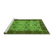 Sideview of Machine Washable Abstract Green Modern Area Rugs, wshabs4157grn