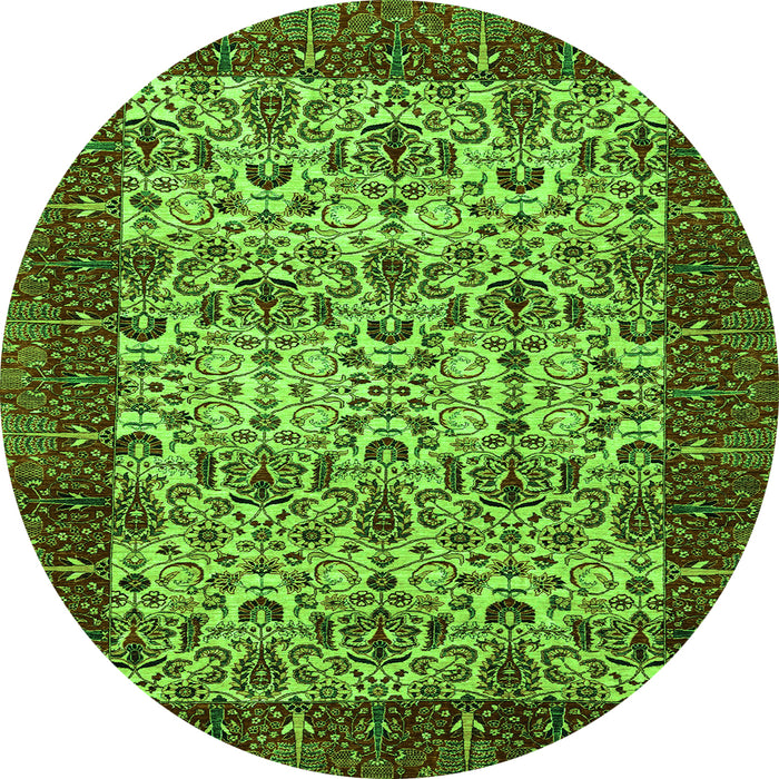 Round Abstract Green Modern Rug, abs4157grn