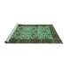 Sideview of Machine Washable Abstract Turquoise Modern Area Rugs, wshabs4157turq