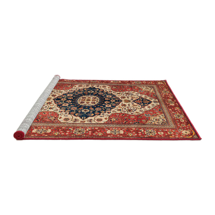 Sideview of Machine Washable Abstract Tomato Red Rug, wshabs4158
