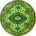 Round Machine Washable Persian Green Traditional Area Rugs, wshabs4158grn