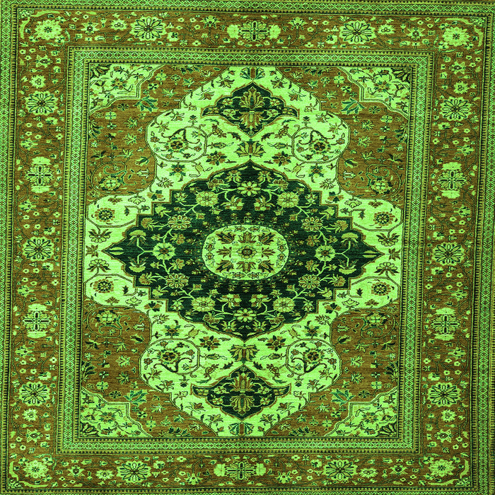 Square Machine Washable Persian Green Traditional Area Rugs, wshabs4158grn