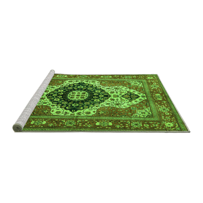 Sideview of Machine Washable Persian Green Traditional Area Rugs, wshabs4158grn