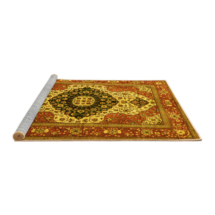Sideview of Machine Washable Persian Yellow Traditional Rug, wshabs4158yw