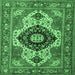 Square Machine Washable Persian Emerald Green Traditional Area Rugs, wshabs4158emgrn