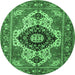 Round Machine Washable Persian Emerald Green Traditional Area Rugs, wshabs4158emgrn