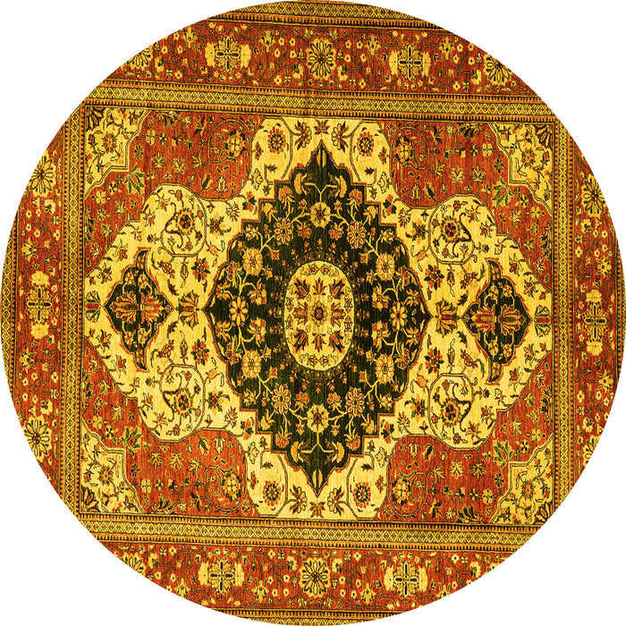 Round Persian Yellow Traditional Rug, abs4158yw