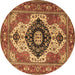 Round Persian Brown Traditional Rug, abs4158brn