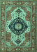 Machine Washable Persian Turquoise Traditional Area Rugs, wshabs4158turq