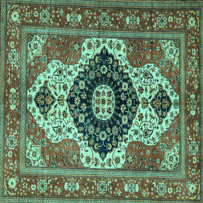 Square Machine Washable Persian Turquoise Traditional Area Rugs, wshabs4158turq