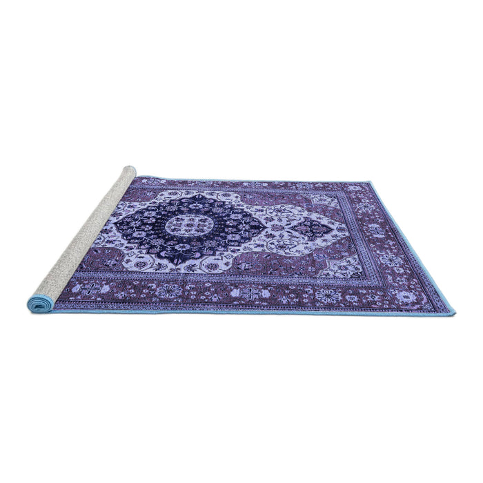 Sideview of Machine Washable Persian Blue Traditional Rug, wshabs4158blu