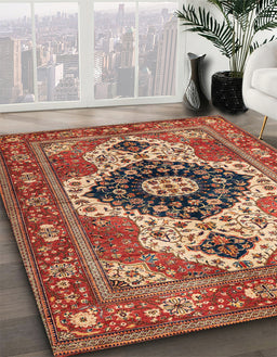 Machine Washable Abstract Tomato Red Rug in a Family Room, wshabs4158