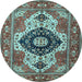 Round Persian Light Blue Traditional Rug, abs4158lblu