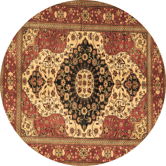 Round Machine Washable Persian Brown Traditional Rug, wshabs4158brn