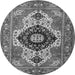 Round Machine Washable Persian Gray Traditional Rug, wshabs4158gry