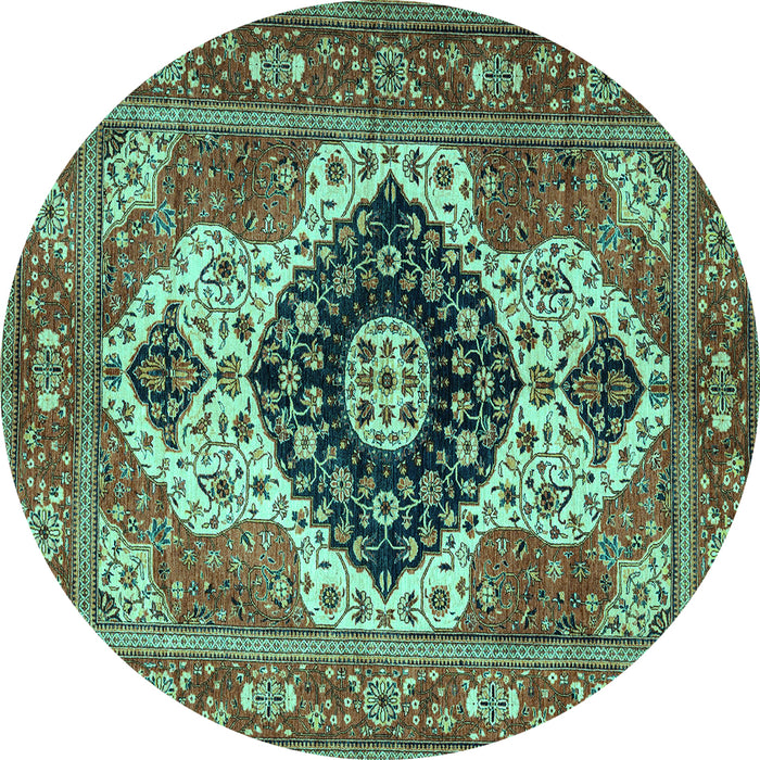 Round Persian Turquoise Traditional Rug, abs4158turq