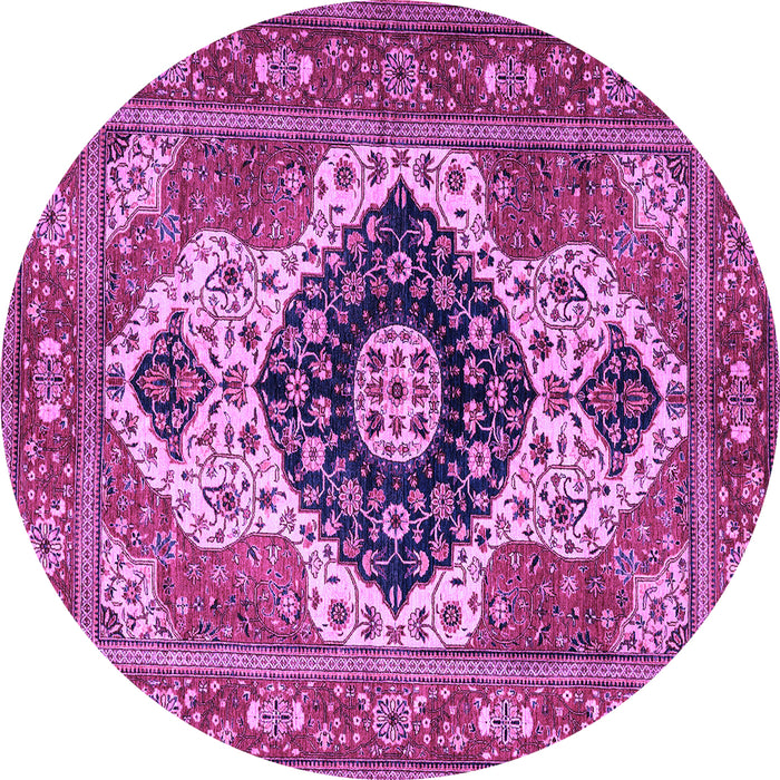 Round Machine Washable Persian Purple Traditional Area Rugs, wshabs4158pur