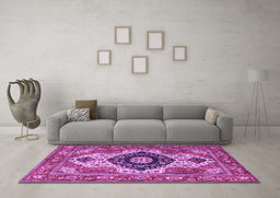 Machine Washable Persian Purple Traditional Area Rugs in a Living Room, wshabs4158pur