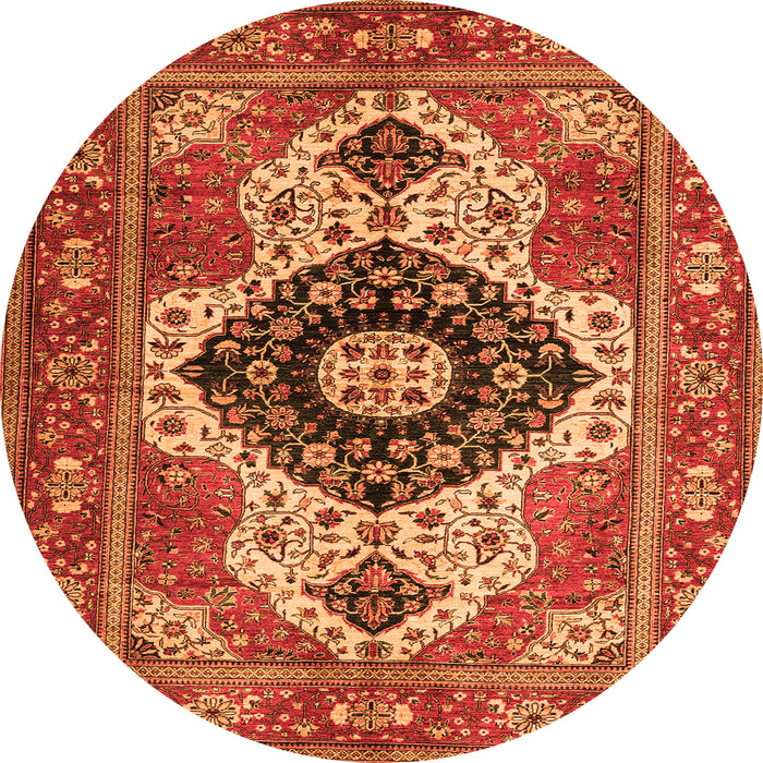 Round Machine Washable Persian Orange Traditional Area Rugs, wshabs4158org