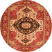 Round Machine Washable Persian Orange Traditional Area Rugs, wshabs4158org