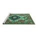 Sideview of Machine Washable Persian Turquoise Traditional Area Rugs, wshabs4158turq