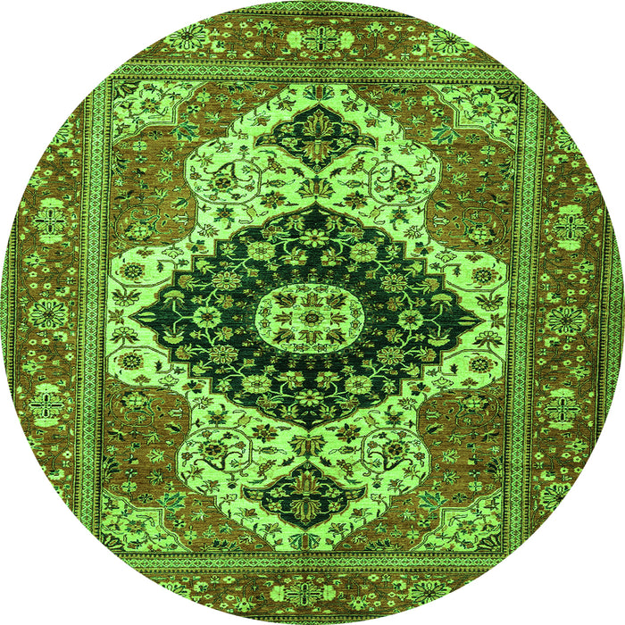 Round Persian Green Traditional Rug, abs4158grn