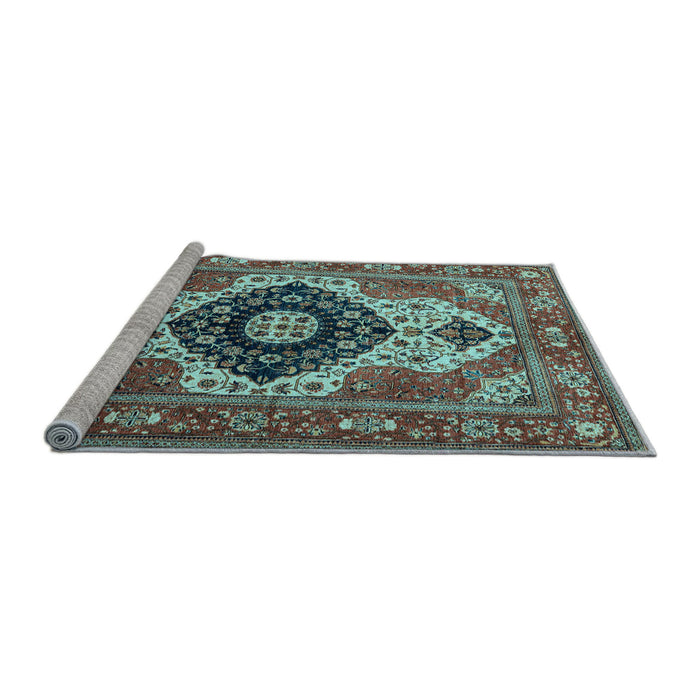 Sideview of Machine Washable Persian Light Blue Traditional Rug, wshabs4158lblu