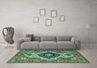 Machine Washable Persian Turquoise Traditional Area Rugs in a Living Room,, wshabs4158turq