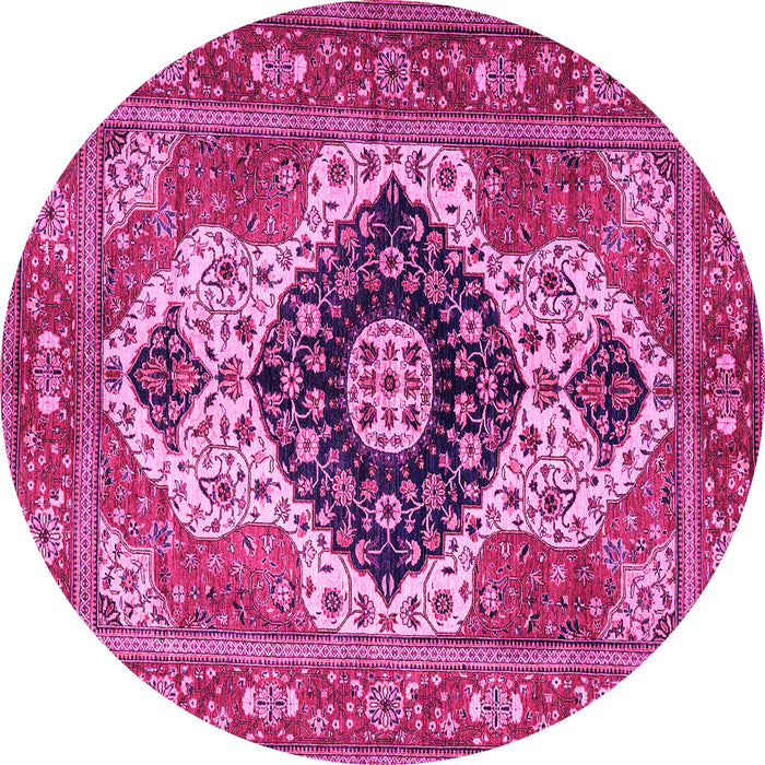 Round Machine Washable Persian Pink Traditional Rug, wshabs4158pnk