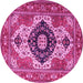 Round Machine Washable Persian Pink Traditional Rug, wshabs4158pnk