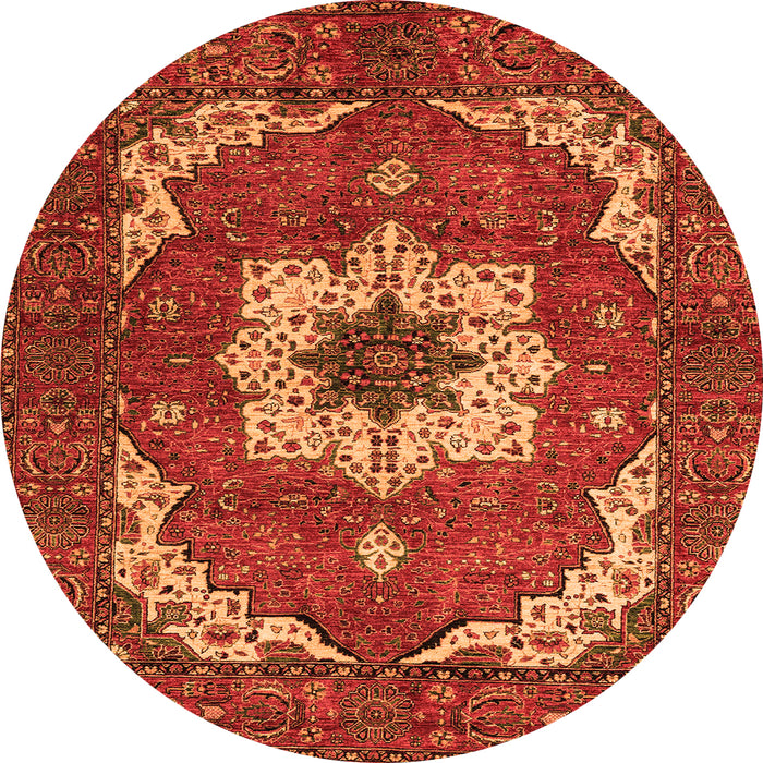 Round Persian Orange Traditional Rug, abs4159org