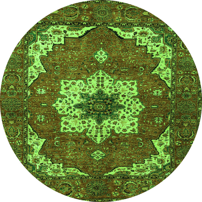 Round Machine Washable Persian Green Traditional Area Rugs, wshabs4159grn