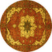 Round Machine Washable Persian Yellow Traditional Rug, wshabs4159yw