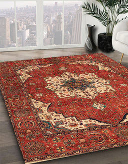 Abstract Red Persian Rug in Family Room, abs4159