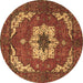 Round Persian Brown Traditional Rug, abs4159brn