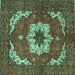 Square Machine Washable Persian Turquoise Traditional Area Rugs, wshabs4159turq