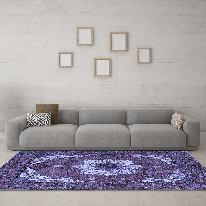 Machine Washable Persian Blue Traditional Rug in a Living Room, wshabs4159blu