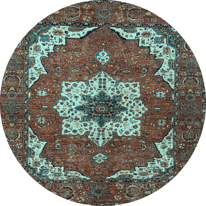Round Machine Washable Persian Light Blue Traditional Rug, wshabs4159lblu