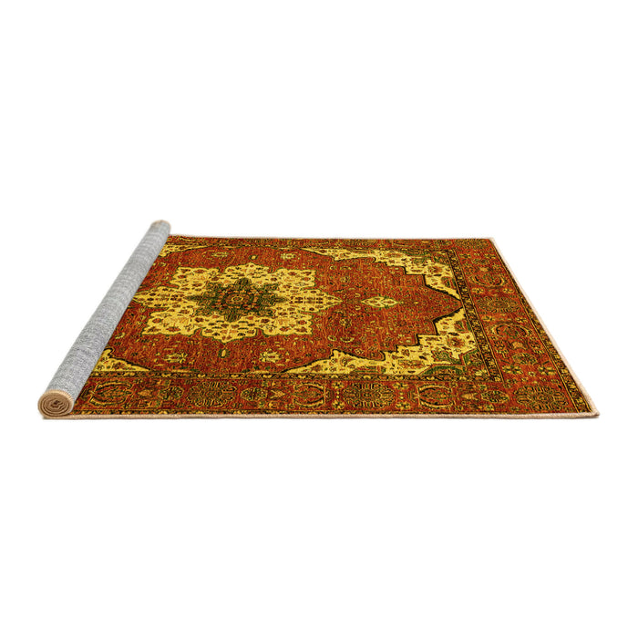 Sideview of Machine Washable Persian Yellow Traditional Rug, wshabs4159yw