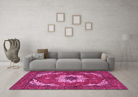 Machine Washable Persian Pink Traditional Rug, wshabs4159pnk