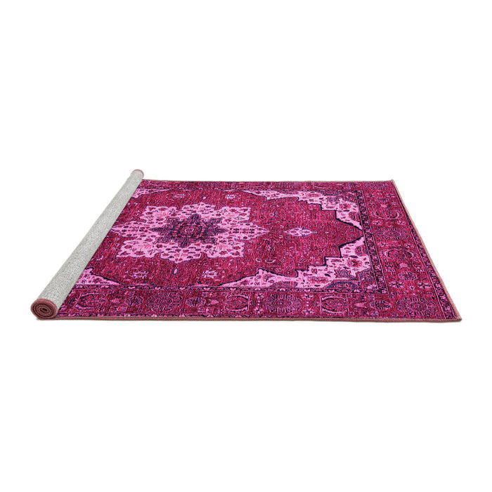 Sideview of Machine Washable Persian Pink Traditional Rug, wshabs4159pnk