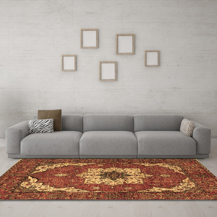 Machine Washable Persian Brown Traditional Rug in a Living Room,, wshabs4159brn